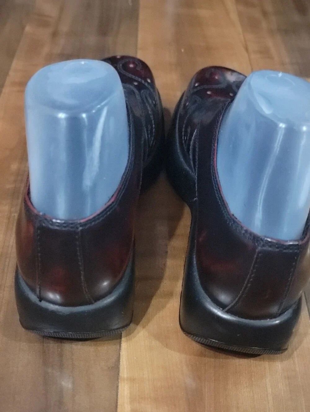 Dansko Women's Burgundy Slip-On Leather Loafers with Decorative Stitching